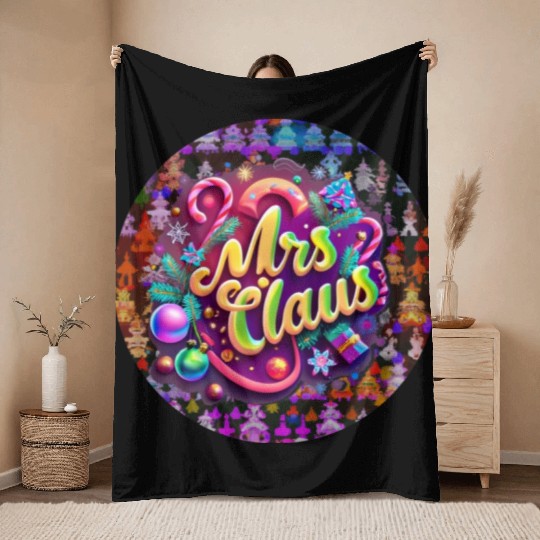 Mrs Claus Throw Blankets