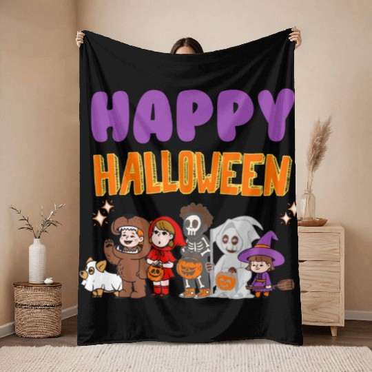 happy Halloween 2023 Throw Blankets