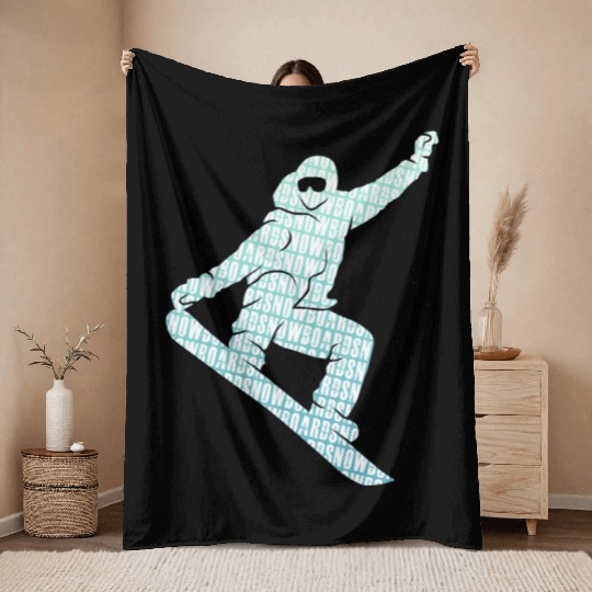 Snowboarder on Snowboard Freestyle Snowboarding Throw Blankets