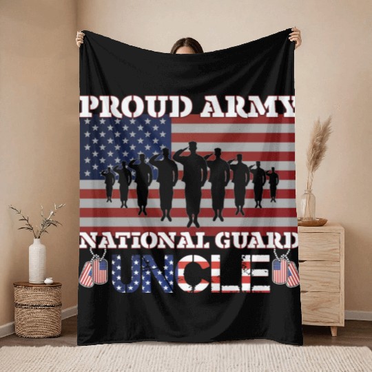 Proud Army National Guard Uncle Throw Blankets
