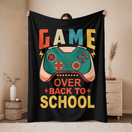 Back to School Funny Game Over Teacher Student Con Throw Blankets