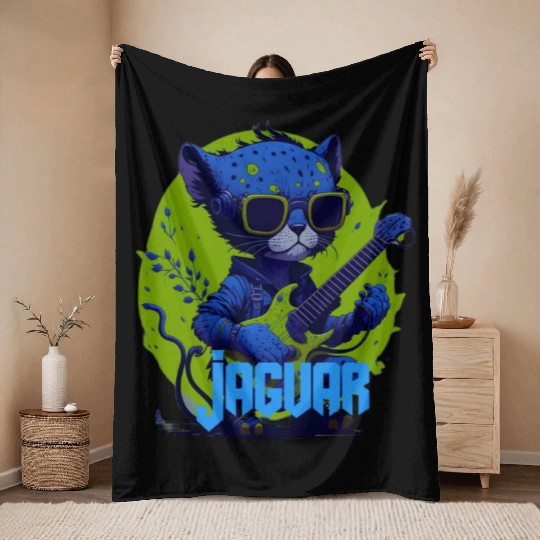 Baby Jaguar Guitar Throw Blankets