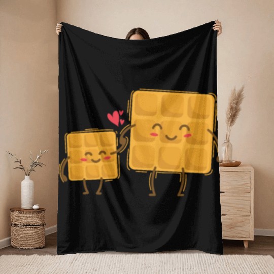 Waffle Mom with Waffle Child Dough Pastry Throw Blankets