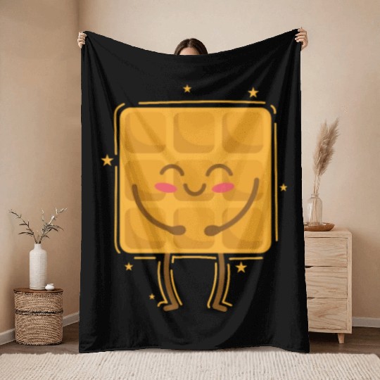 Waffle happy Pastry Baker Throw Blankets