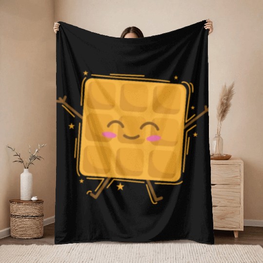 funny Waffle Pastry Baker Dough Throw Blankets