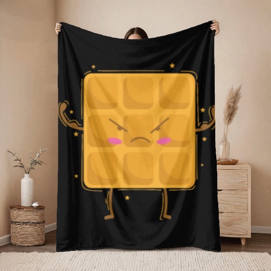 strong Waffle Baker Pastry Dough Throw Blankets