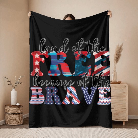 4th of july Land of the free Throw Blankets