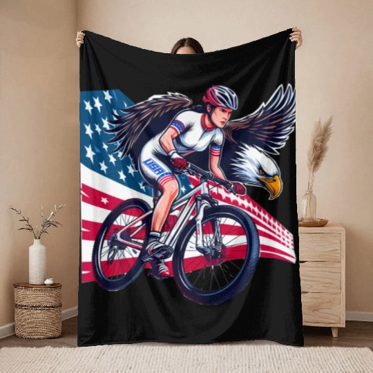 USA Egle biker mtb racer girl Throw Blankets