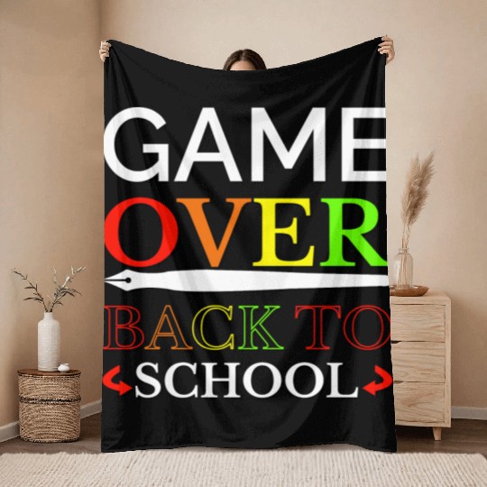 Game Over Back To School Throw Blankets