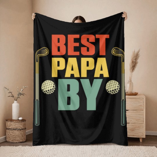 Funny Best Papa By Par Father s Day Golf Throw Blankets