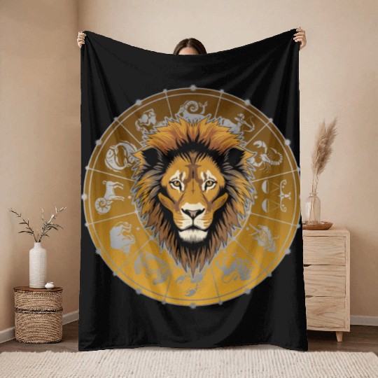 Leo Zodiac star sign horoscope Astrology Throw Blankets