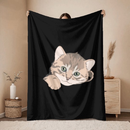 Pocket Baby Cat Throw Blankets