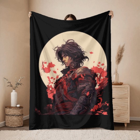Brave Samurai Throw Blankets
