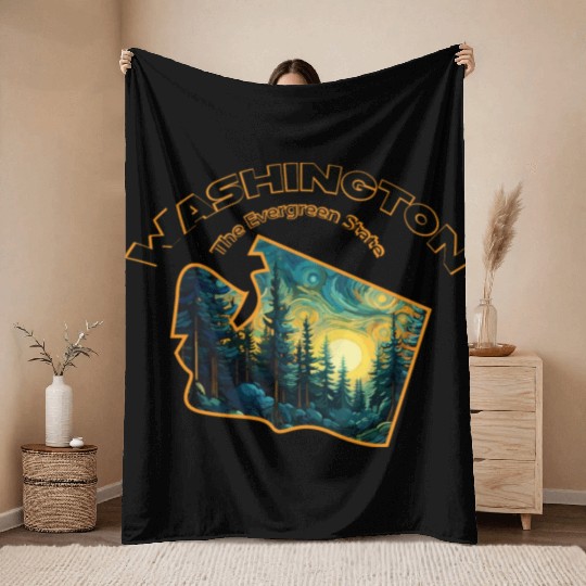 Washington Wildlife - evergreen Throw Blankets