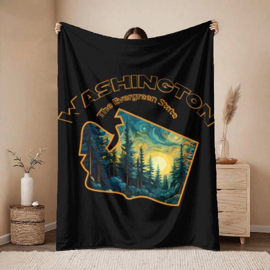 Washington Wildlife - evergreen Throw Blankets