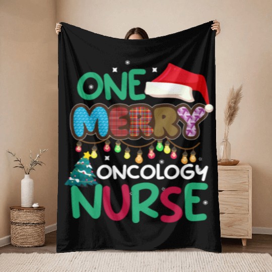 One merry Oncology Nurse Christmas Throw Blankets