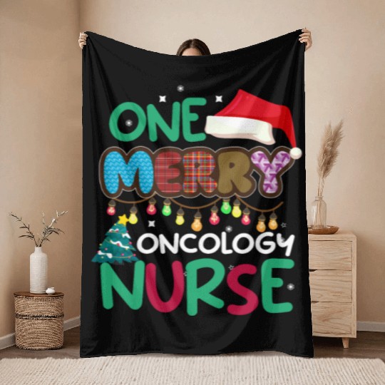 One merry Oncology Nurse Christmas Throw Blankets