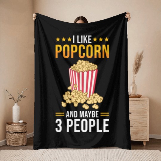 Popcorn Lover Gift Funny Popcorn Throw Blankets