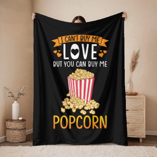 Popcorn Lover Gift Funny Popcorn Throw Blankets