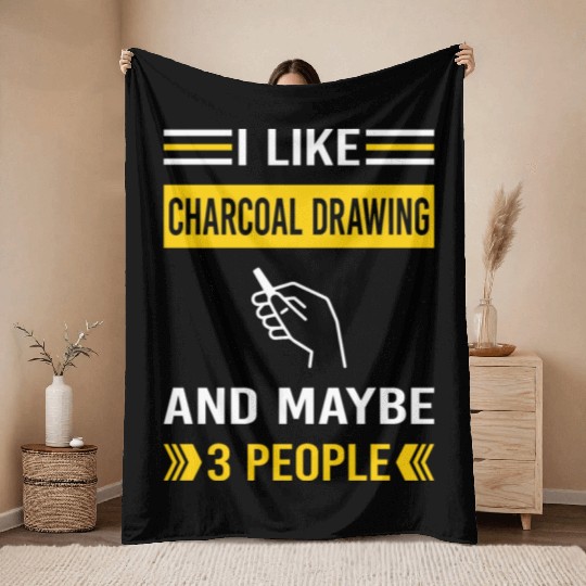 3 People Charcoal Drawing Throw Blankets