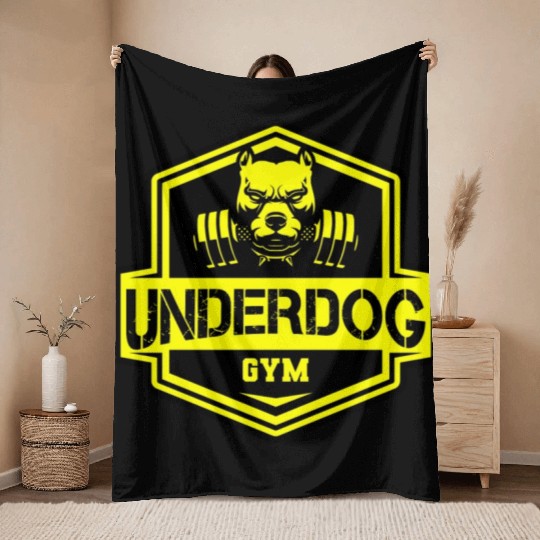 Pitbull - Underdog GYM Throw Blankets