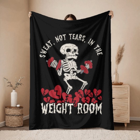 Anti Valentine´s Day Broken Heart Powerlifting Gym Throw Blankets