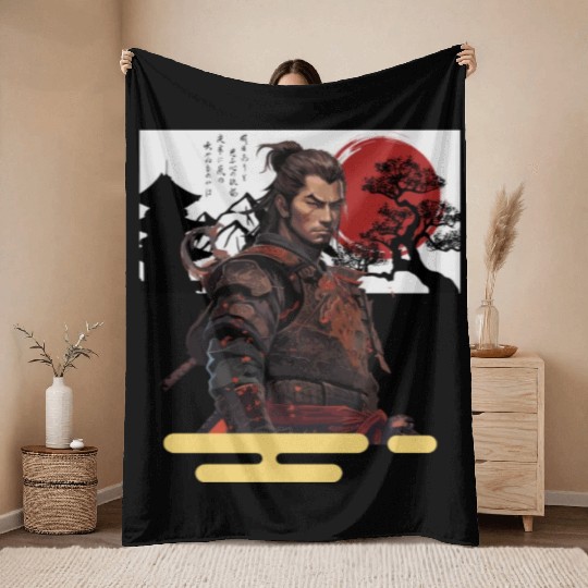 Brave Samurai Throw Blankets