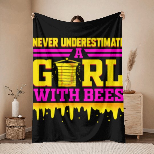 Beekeeper Funny Bee Gift for Girls Honey Throw Blankets