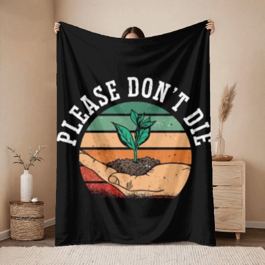 Botany Please Don't Die Indoor Plants Botanical Throw Blankets