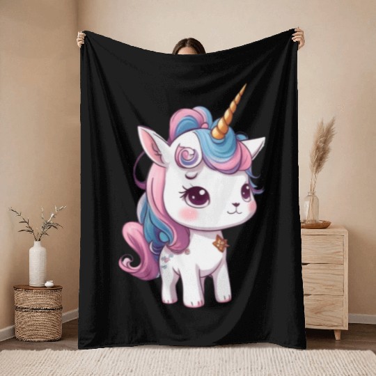 Rainbow unicorn 3 Throw Blankets