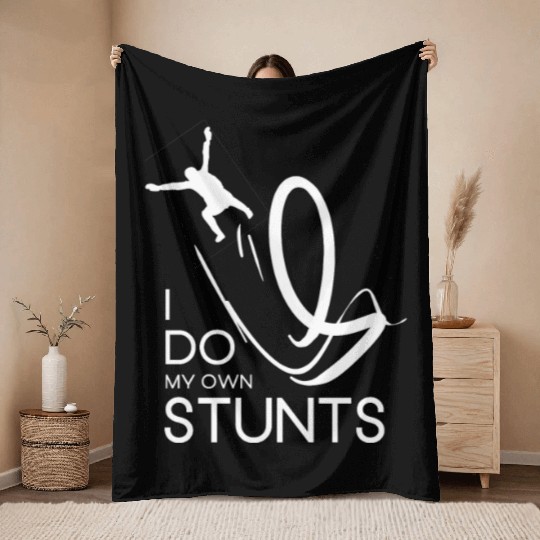 "I Do My Own Stunts" Daredevil Design Throw Blankets