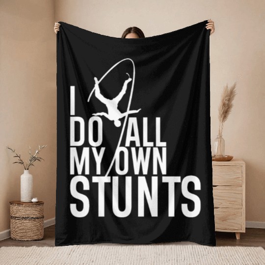 "I Do My Own Stunts" Daredevil Design Throw Blankets