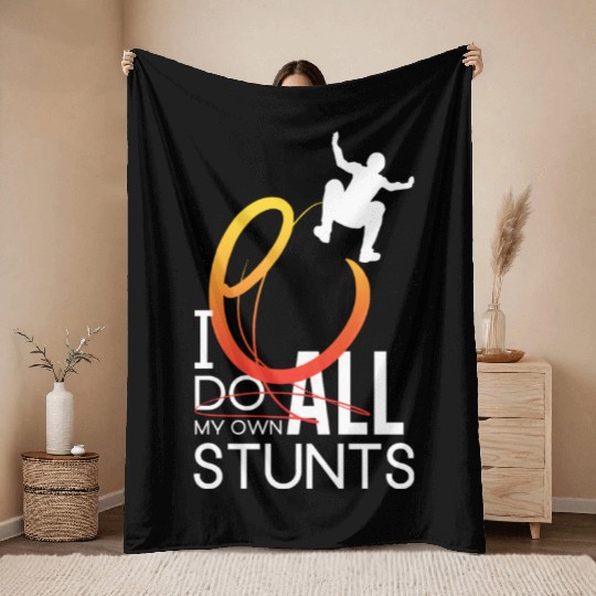"I Do My Own Stunts" Daredevil Design Throw Blankets