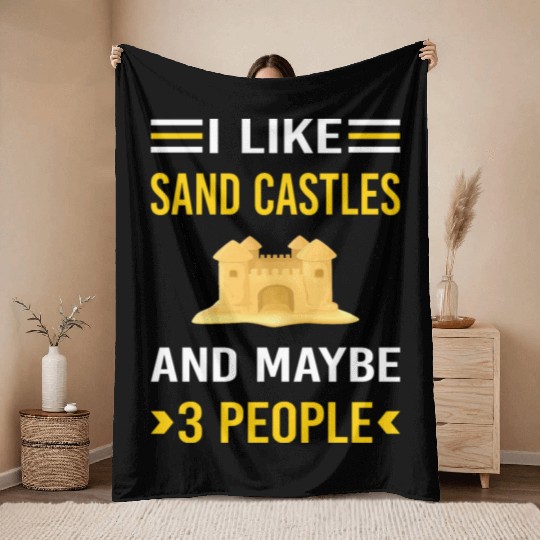 3 People Sand Castle Throw Blankets