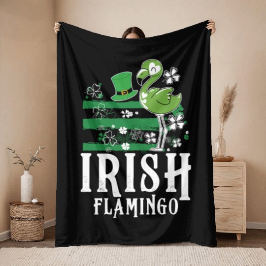 Irish flamingo Throw Blankets