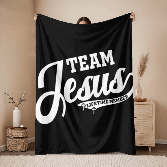 Team Jesus Lifetime Member Love Jesus Christian Throw Blankets