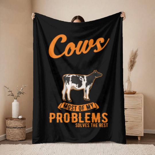 Cow Gift Farmer Cattle Breeder Cows Throw Blankets