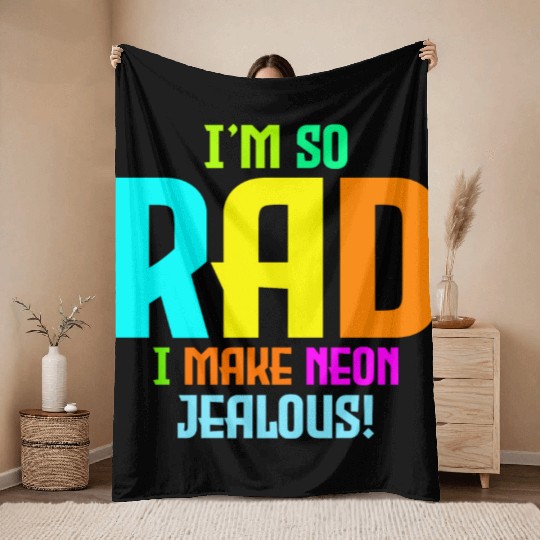 Rad '80s Neon-Inspired Design - Retro Style Throw Blankets