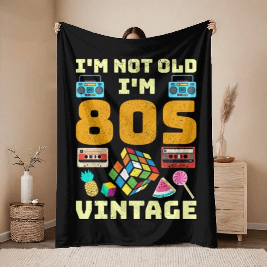 80s Vintage Vibes - Retro Design with Neon Colors Throw Blankets