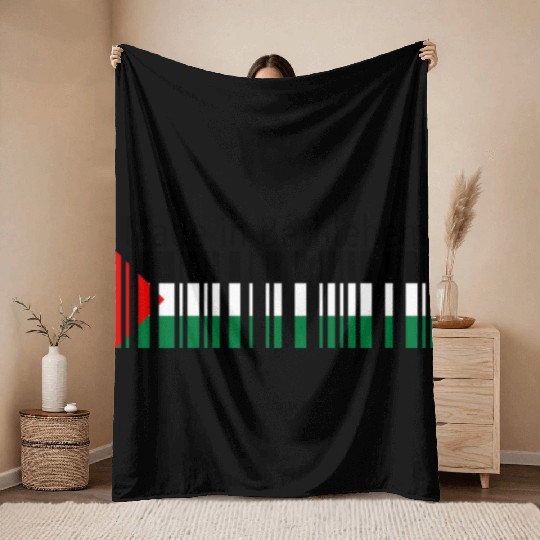 Made in Bethlehem Barcode Palestine Flag for Pales Throw Blankets