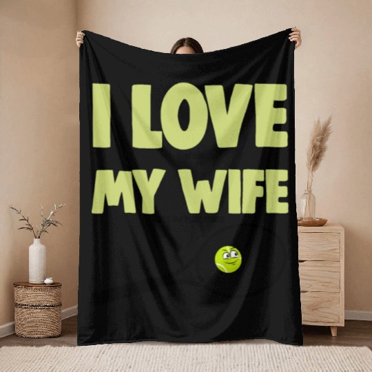 I love My Wife Throw Blankets