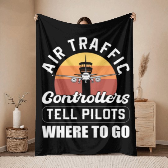 Airplane Airfield Aviation Air Traffic Controller Throw Blankets