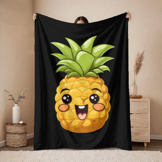 Cute Funny Pineapple Summer Kawaii Gift Throw Blankets