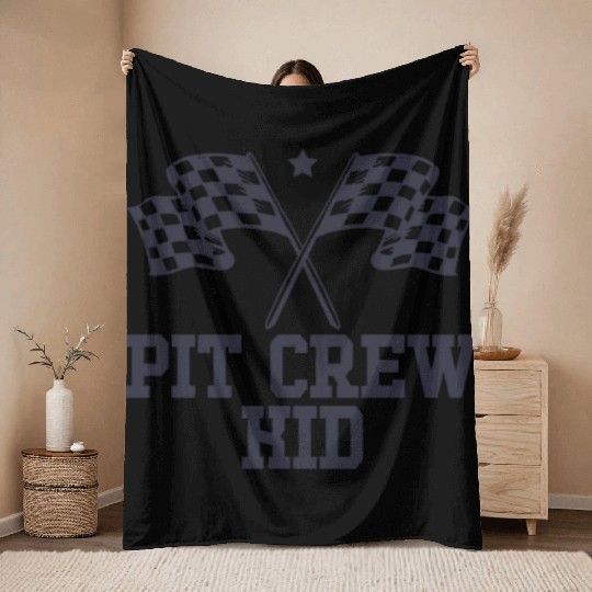 Pit Crew Kid Racing Enthusiast Racer Birthday Gift Throw Blankets