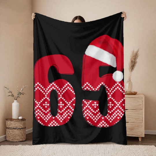 65th Birthday Wishes - Christmas Number Sixty Five Throw Blankets