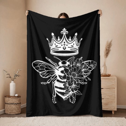 Queen Bee Crown Women Hive Beekeeping Bee Women Throw Blankets