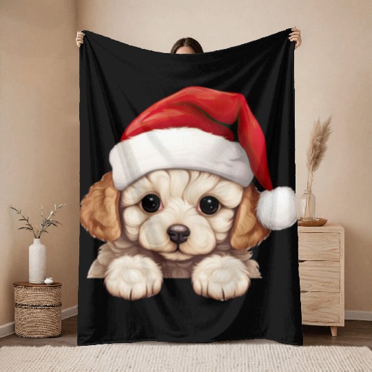 Bichon Frise Christmas Dog Throw Blankets