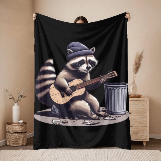 The musical raccoon Throw Blankets