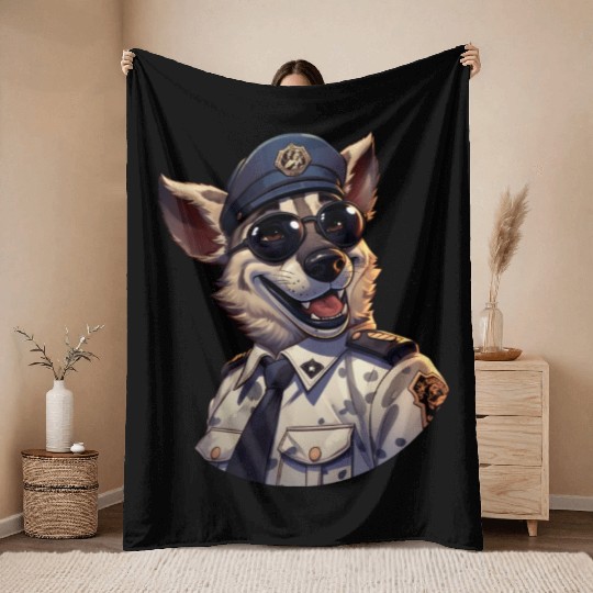 Police hyena Throw Blankets