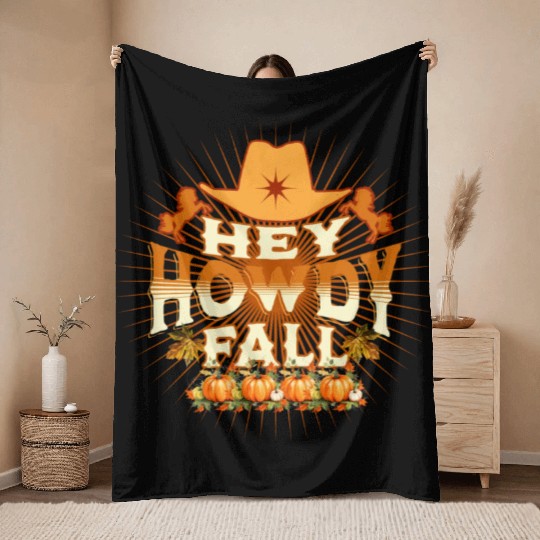 Howdy Fall, Thanksgiving and Horses Throw Blankets